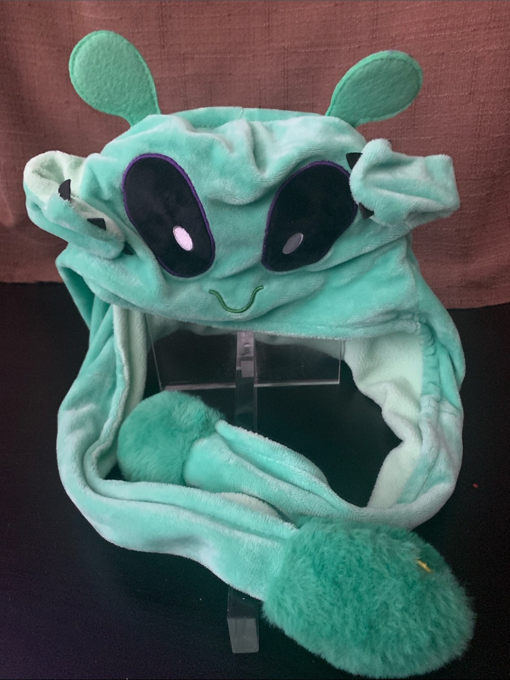 Plush Alien Earflap Hat in Mint Green for Kids
